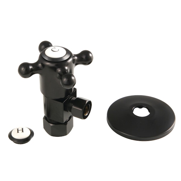 Kingston Brass 5/8"O.D x 3/8" O.D Anti-Seize Deluxe Quarter Turn Ceramic Hardisc Cartridge Angle Stop, Matte Black CD53300BXK - main